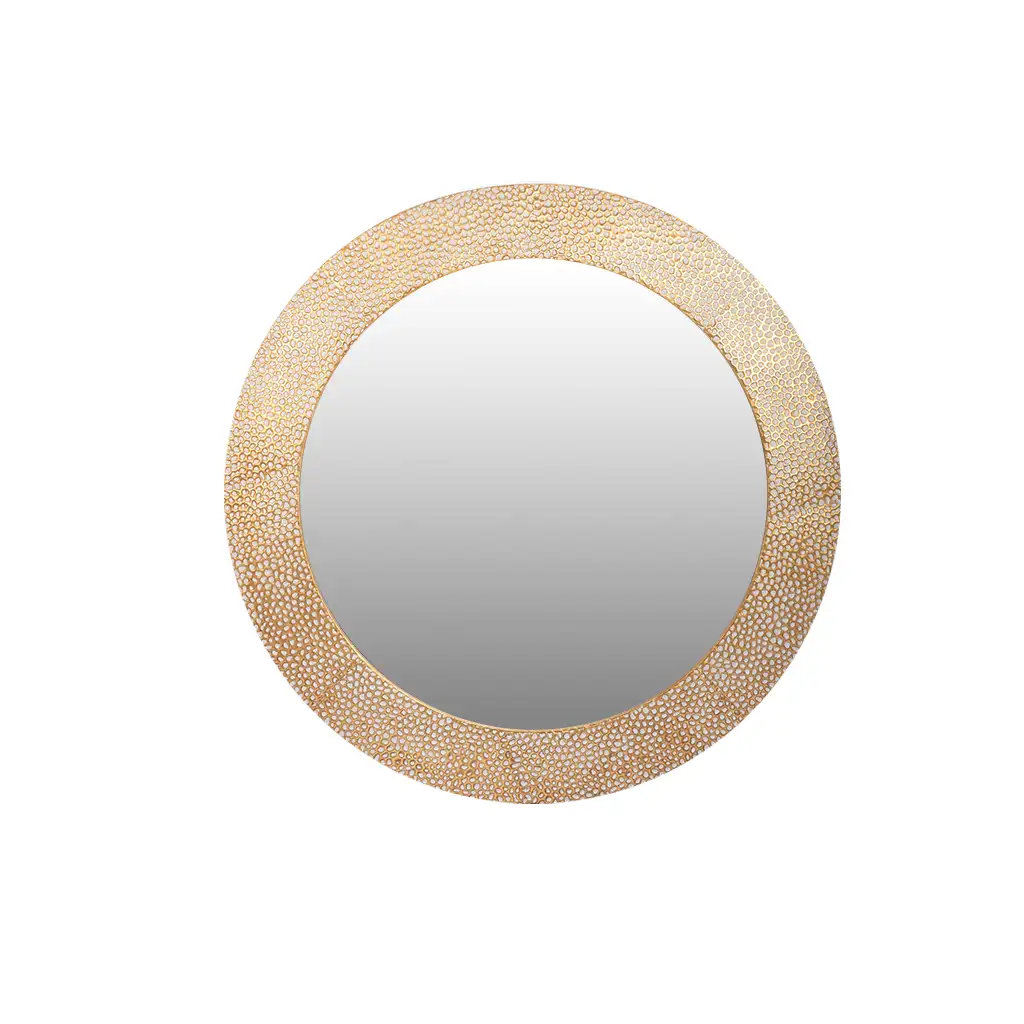 مرآة حائط دائرية إطار ذهبي فخم 86×86 سم