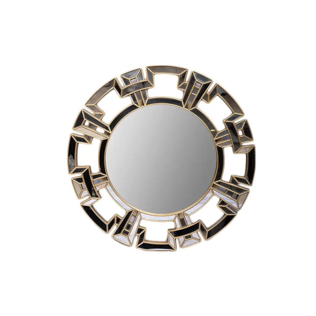 مرآة حائط دائرية ذهبي وفضي 90×75 سم